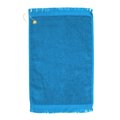Towelsoft Premium Fringed Velour Golf Towel with Corner Hook &Grommet Placement-Aqua Golf-EV1407CL-AQA